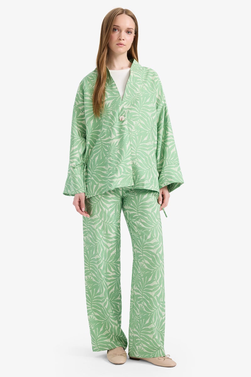 DeFacto Green Woman Relax Fit Printed Long Sleeve Tunic Casual - Image 4